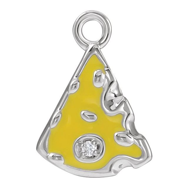 Petite Pavé® .004 CT Natural Diamond Yellow Enamel Cheese Dangle
