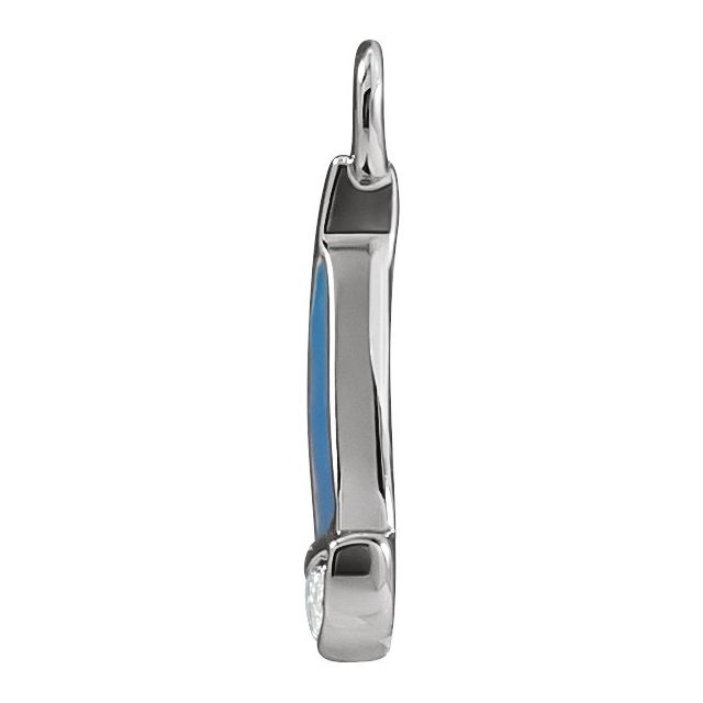 Petite Pavé® .025 CTW Natural Diamond Blue & Red Enamel Sail Boat Dangle