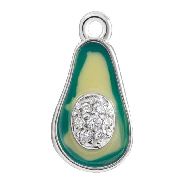 Petite Pavé® .025 CTW Natural Diamond Green Enamel Avocado Dangle