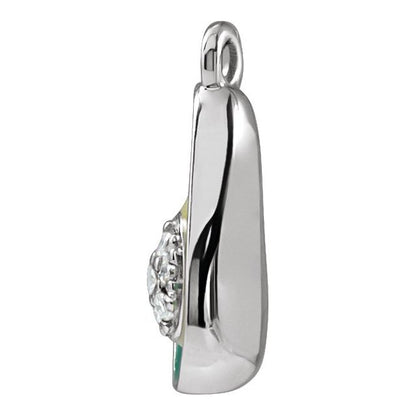 Petite Pavé® .025 CTW Natural Diamond Green Enamel Avocado Dangle