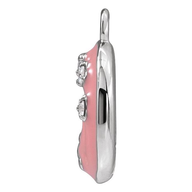 Petite Pavé® .015 CTW Natural Diamond Pink Enamel Donut Dangle