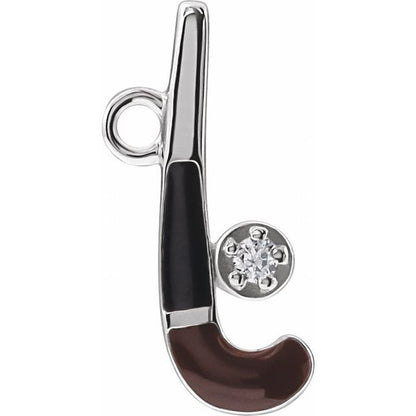 Petite Pavé® .004 CT Natural Diamond Brown Enamel Hockey Dangle