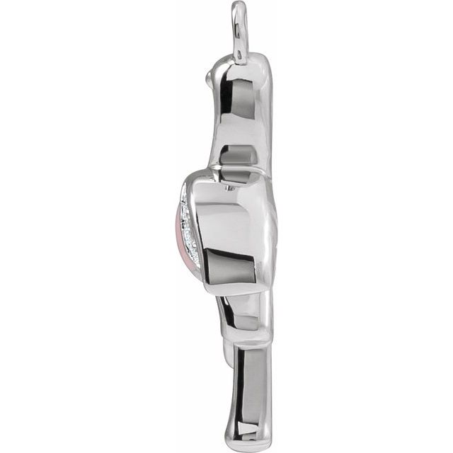 Petite Pavé® .02 CTW Natural Diamond Pink Enamel Flamingo Dangle