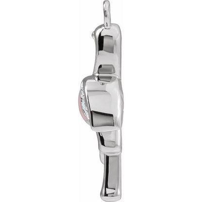 Petite Pavé® .02 CTW Natural Diamond Pink Enamel Flamingo Dangle