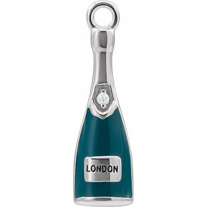 Petite Pavé® .005 CT Natural Diamond Green Enamel Champagne Dangle