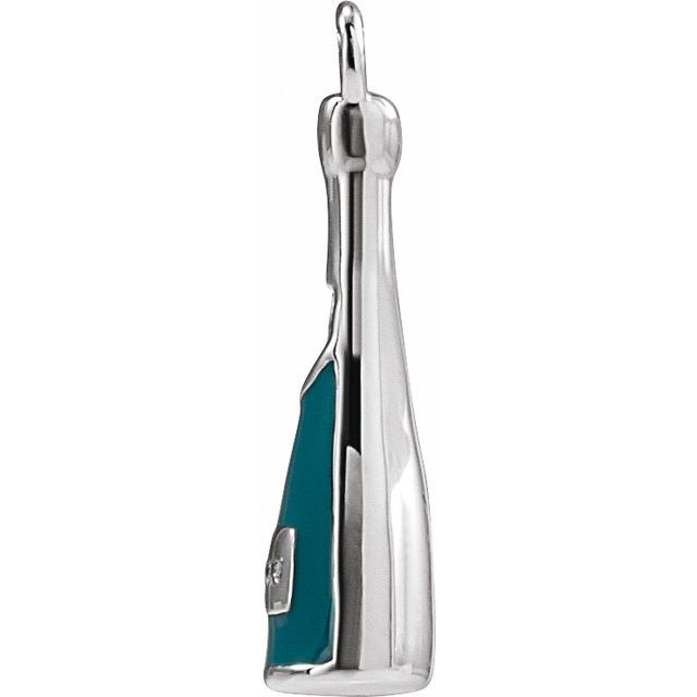Petite Pavé® .005 CT Natural Diamond Green Enamel Champagne Dangle