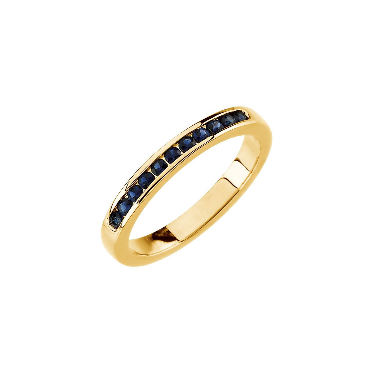 14K Yellow Gold Natural Blue Sapphire Anniversary Band