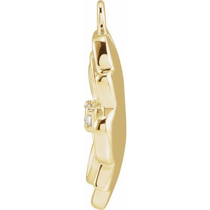 Petite Pavé® .025 CT Natural Diamond White & Green Enamel Magnolia Dangle