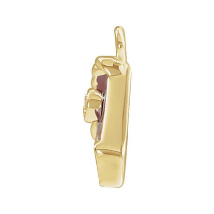 14K Yellow Gold Petite Pavé® .004 CT Natural Diamond Red Enamel Pie Dangle