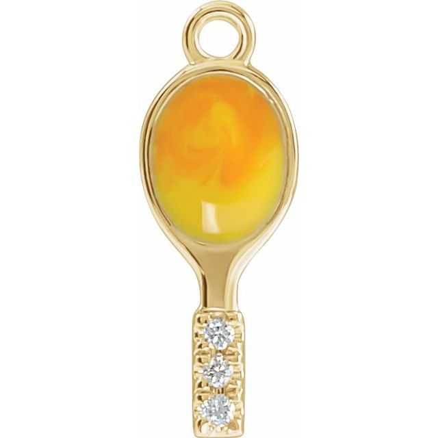 Petite Pavé® .01 CTW Natural Diamond Orange Enamel Tennis Dangle