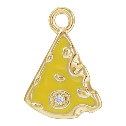 Petite Pavé® .004 CT Natural Diamond Yellow Enamel Cheese Dangle