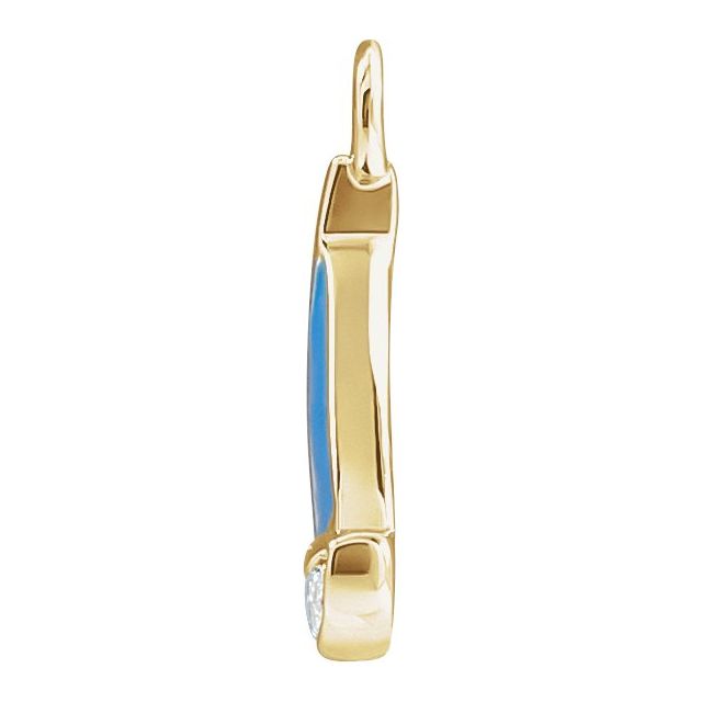 Petite Pavé® .025 CTW Natural Diamond Blue & Red Enamel Sail Boat Dangle