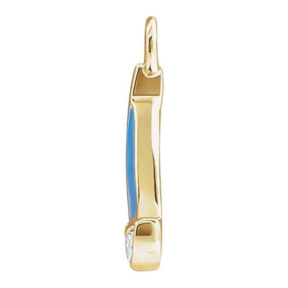 Petite Pavé® .025 CTW Natural Diamond Blue & Red Enamel Sail Boat Dangle