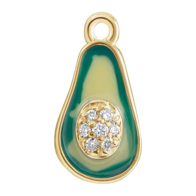 Petite Pavé® .025 CTW Natural Diamond Green Enamel Avocado Dangle