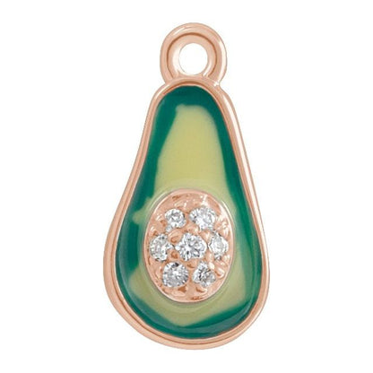 Petite Pavé® .025 CTW Natural Diamond Green Enamel Avocado Dangle