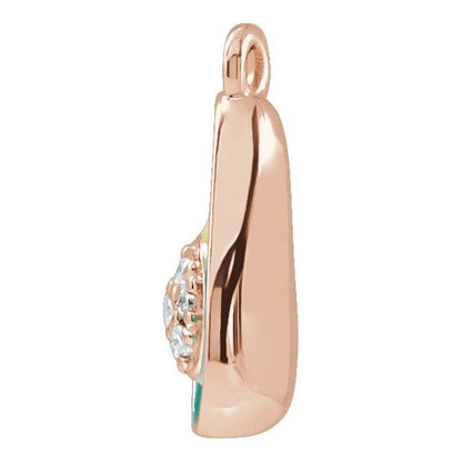 Petite Pavé® .025 CTW Natural Diamond Green Enamel Avocado Dangle