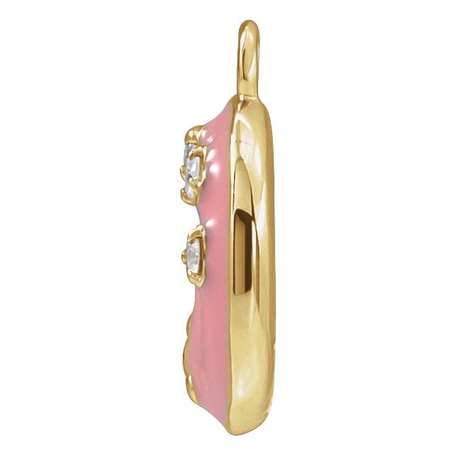 Petite Pavé® .015 CTW Natural Diamond Pink Enamel Donut Dangle