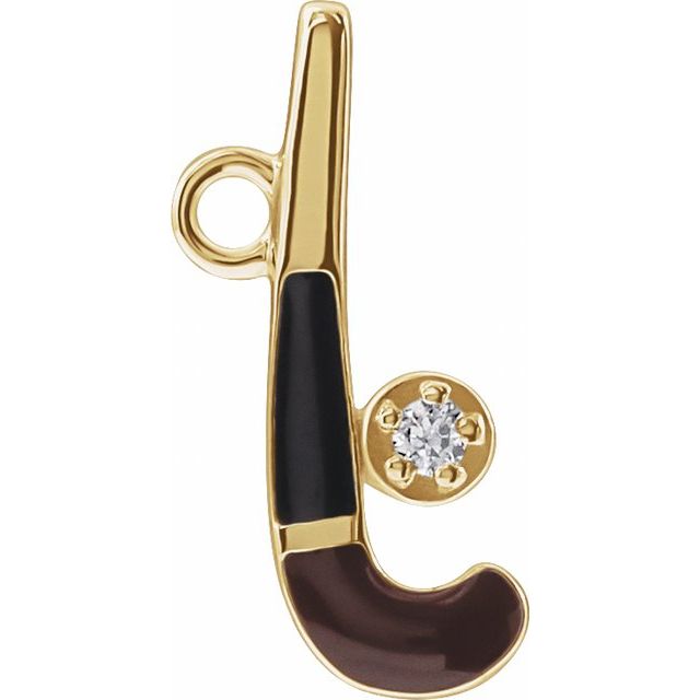 Petite Pavé® .004 CT Natural Diamond Brown Enamel Hockey Dangle