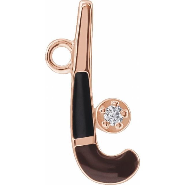 Petite Pavé® .004 CT Natural Diamond Brown Enamel Hockey Dangle