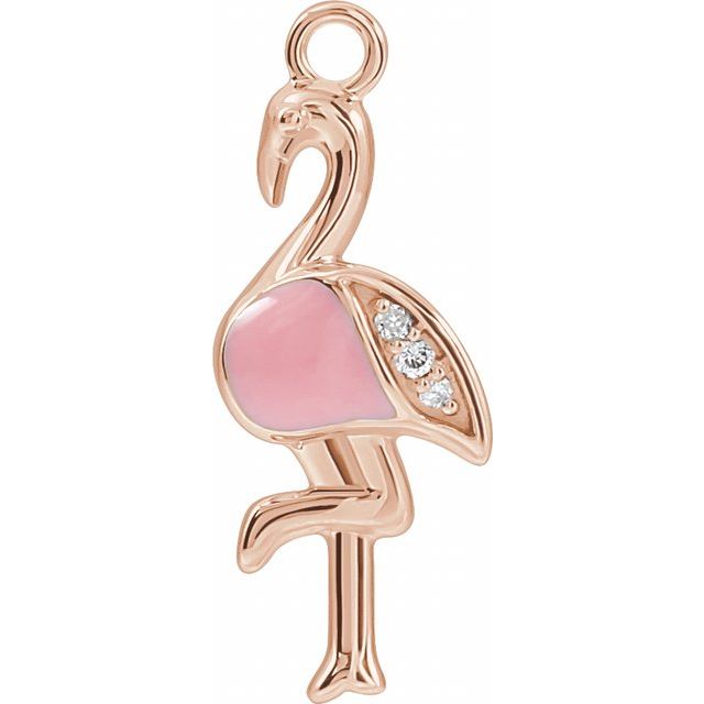 Petite Pavé® .02 CTW Natural Diamond Pink Enamel Flamingo Dangle