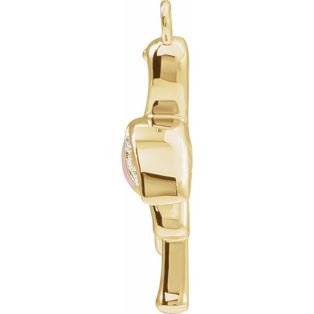 Petite Pavé® .02 CTW Natural Diamond Pink Enamel Flamingo Dangle