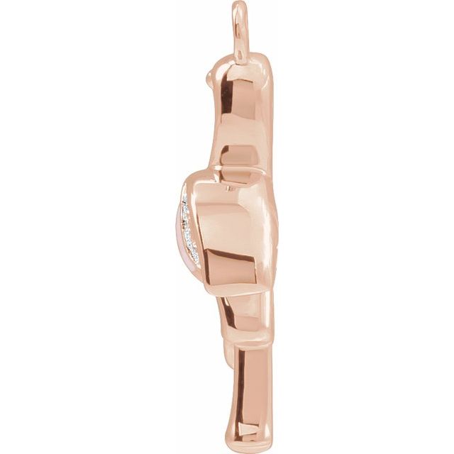 Petite Pavé® .02 CTW Natural Diamond Pink Enamel Flamingo Dangle