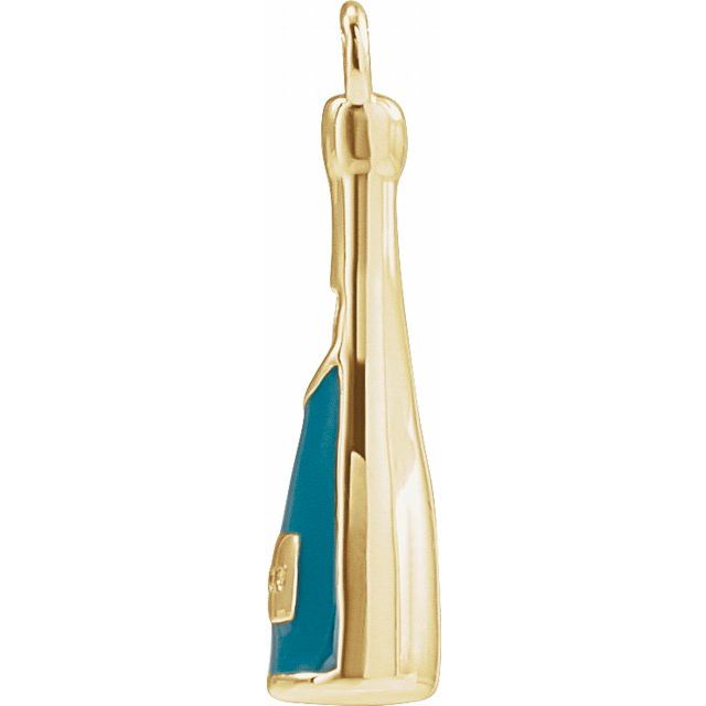 Petite Pavé® .005 CT Natural Diamond Green Enamel Champagne Dangle