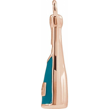 Petite Pavé® .005 CT Natural Diamond Green Enamel Champagne Dangle
