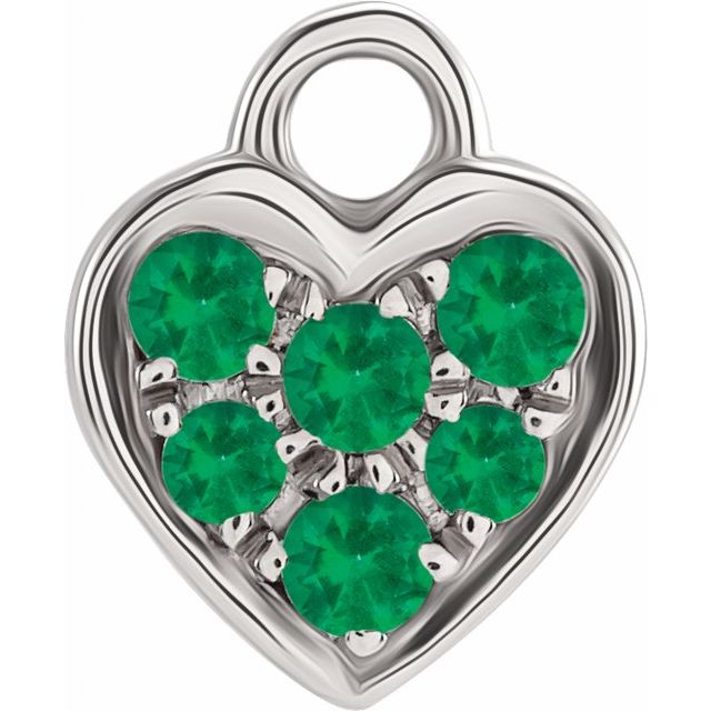 Petite Pavé® Natural Emerald Heart Dangle