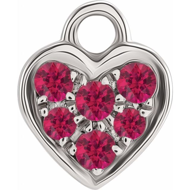 Petite Pavé® Natural Ruby Heart Dangle