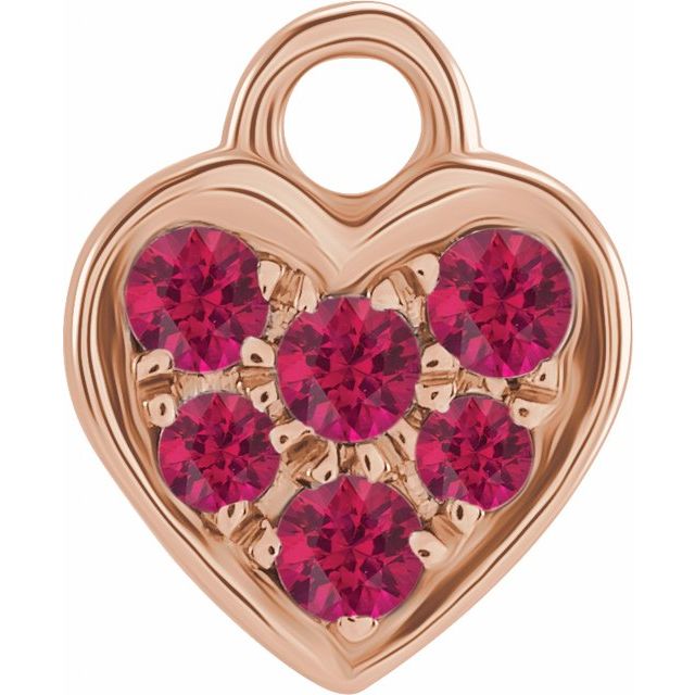Petite Pavé® Natural Ruby Heart Dangle