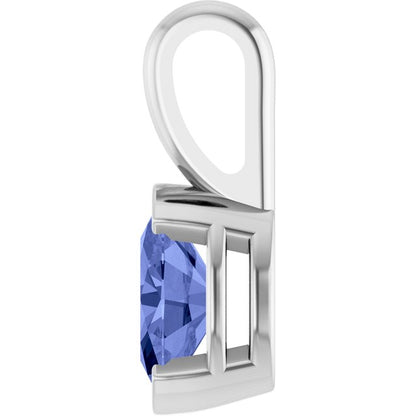 Platinum Natural Tanzanite Solitaire Pendant