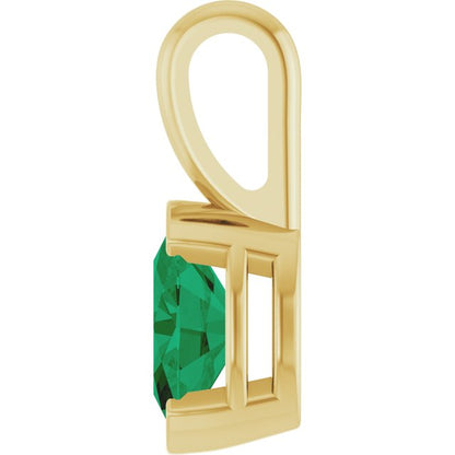 14K Yellow Gold Lab-Grown Emerald Pendant, 12.3 x 4.44 mm
