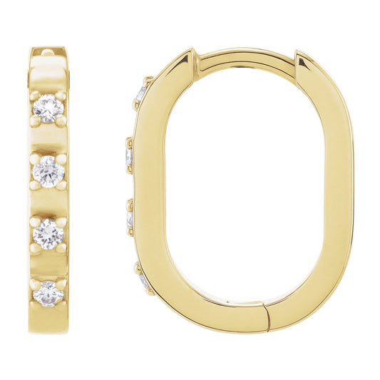 14K Yellow Gold 1/10 CTW Natural Diamond Hoop Earrings