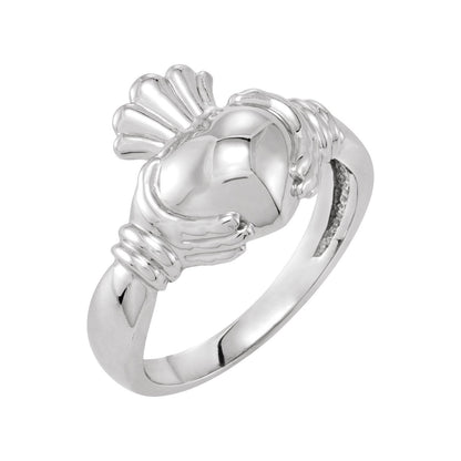 18K White Gold Claddagh Band