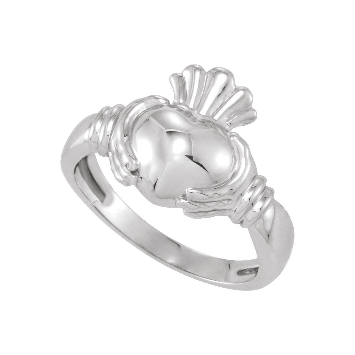 18K White Gold Claddagh Band