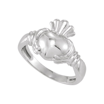 18K White Gold Claddagh Band