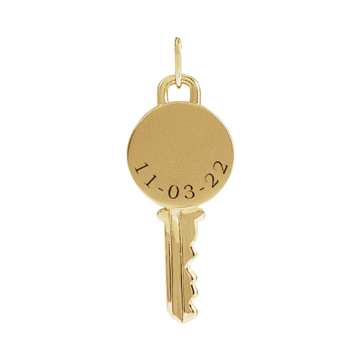 14K Yellow Gold Engravable Key Pendant, 21.57 x 9 mm