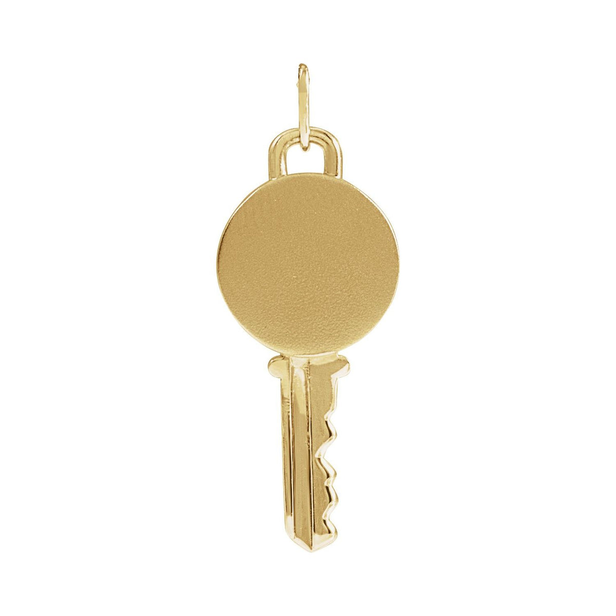 14K Yellow Gold Engravable Key Pendant, 21.57 x 9 mm