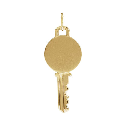 14K Yellow Gold Engravable Key Pendant, 21.57 x 9 mm