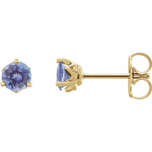 14K Yellow Gold Natural Tanzanite Earrings