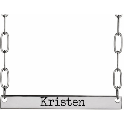 Engravable Bar 18" Necklace, 30 x 3.5 mm