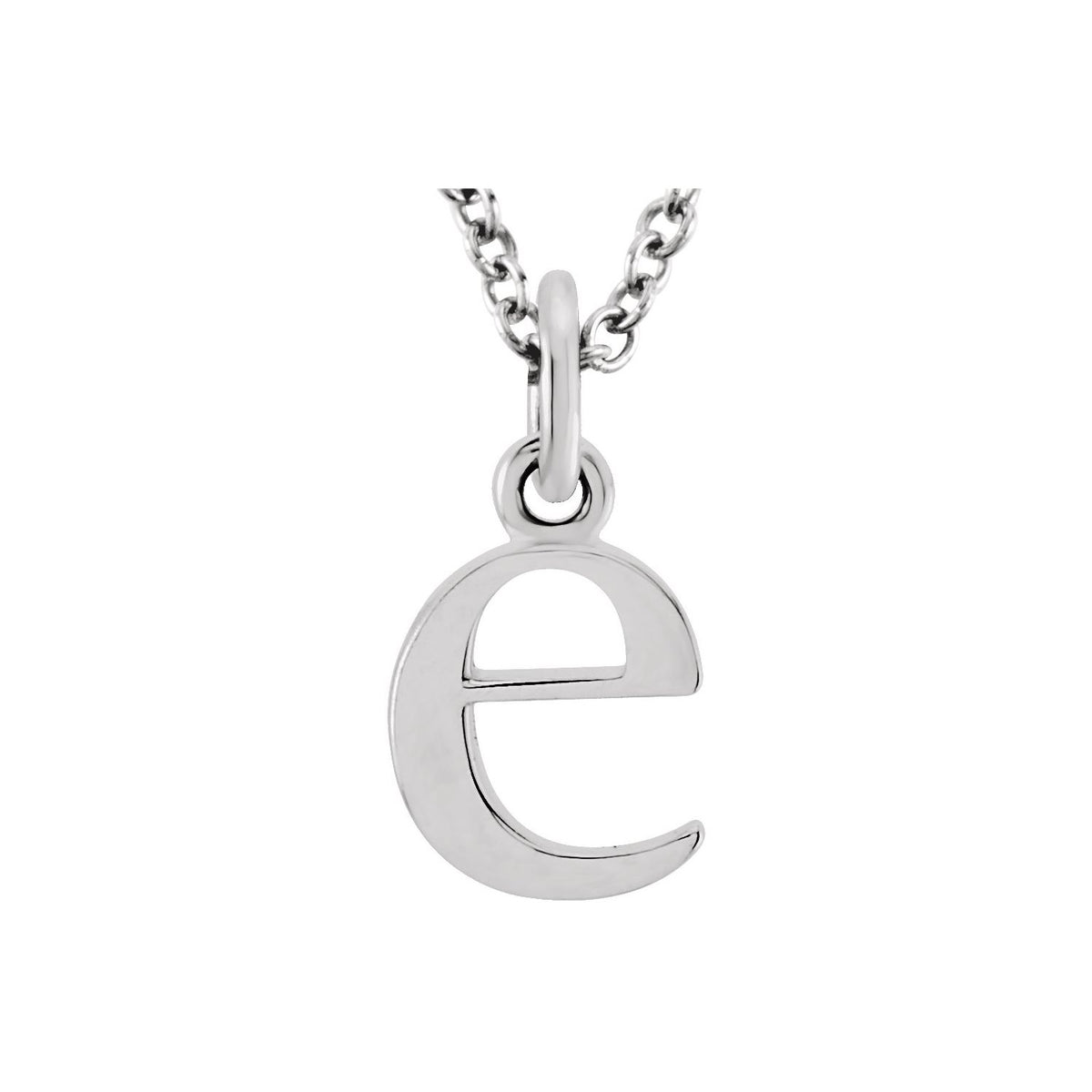 Sterling Silver Lowercase Initial e 16" Necklace