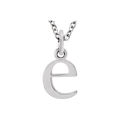 Sterling Silver Lowercase Initial e 16" Necklace