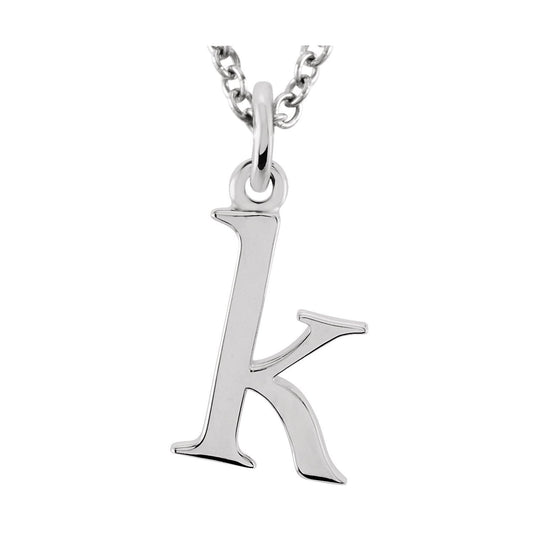 Sterling Silver Lowercase Initial k 16" Necklace