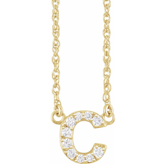 .07 CTW Natural Diamond Lowercase Initial 16" Necklace