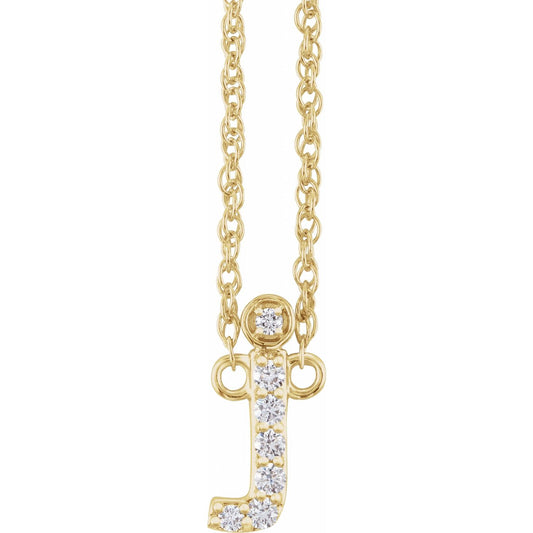 .06 CTW Natural Diamond Lowercase Initial 16" Necklace