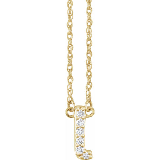 1/6 CTW Natural Diamond Lowercase Initial 16" Necklace