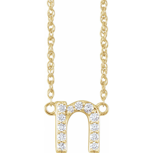 1/10 CTW Natural Diamond Lowercase Initial 16" Necklace