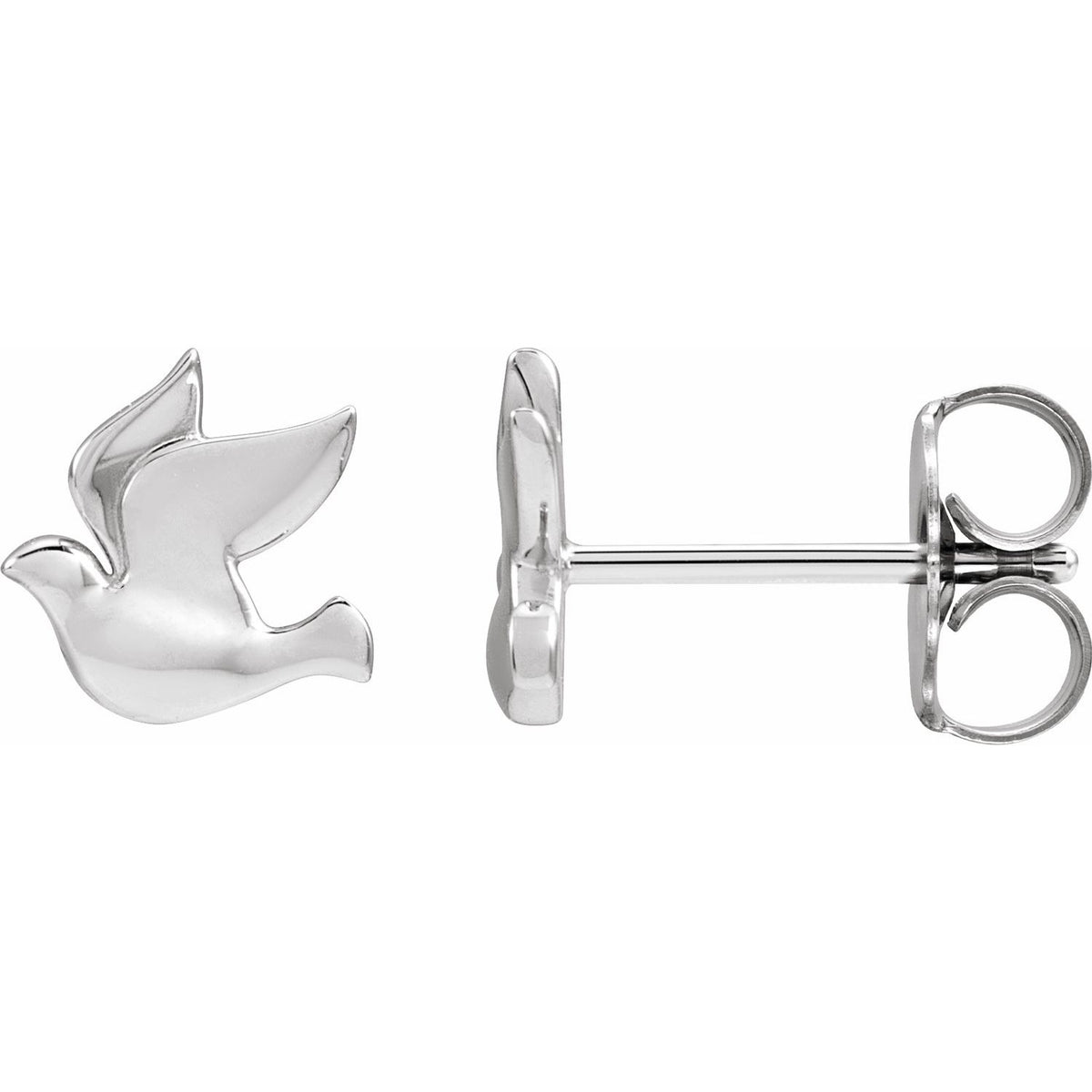 14K White Gold Holy Spirit Dove Left Earring